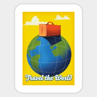 Travel the world retro travel poster. Sticker